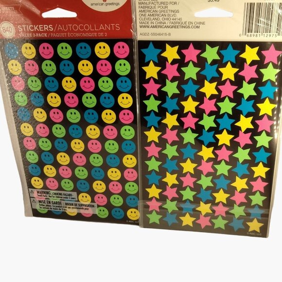 Smiley Face Star Stickers 840 Crafting Teacher Reward American Greetings - Picture 1 of 8